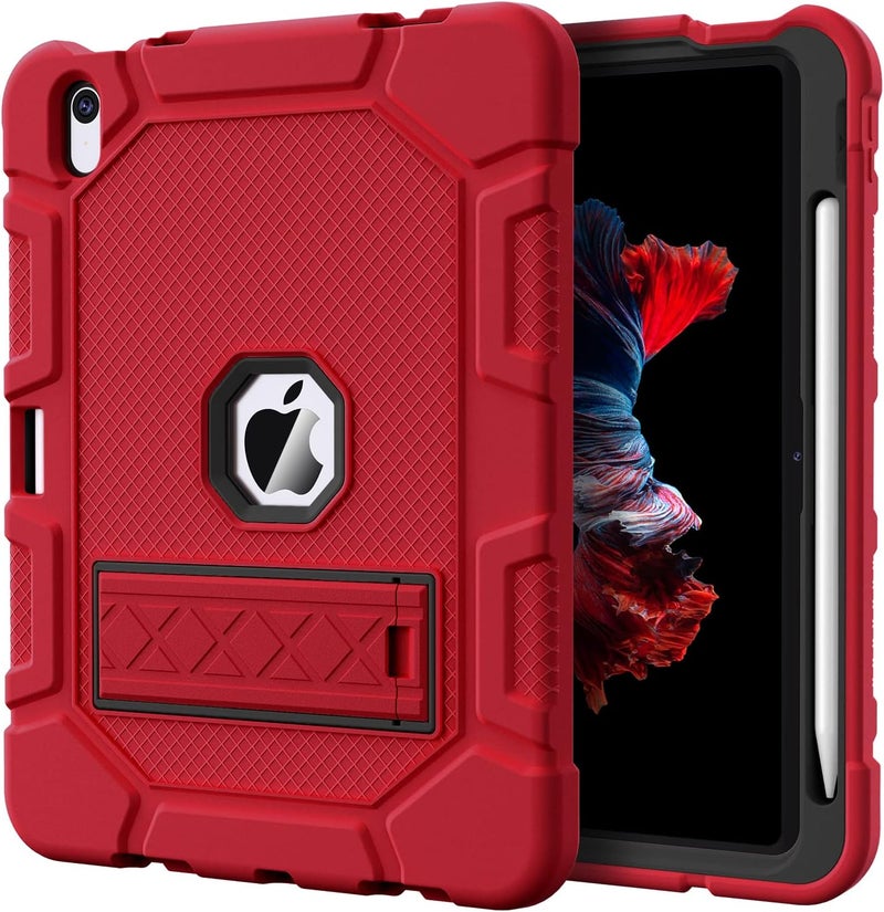 Azzsy Case for iPad (A16) 11th Generation 11 Inch 2025 / iPad 10th Generation 10.9 Inch 2022, [Built-in Pencil Holder] Heavy Duty Shockproof Rugged Protective Case, Red2 - Image 1